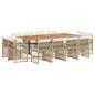 Preview: 13-tlg. Garten-Essgruppe mit Kissen Beige Poly Rattan
