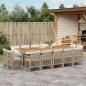 Preview: ARDEBO.de - 15-tlg. Garten-Essgruppe mit Kissen Beige Poly Rattan