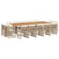 Preview: 15-tlg. Garten-Essgruppe mit Kissen Beige Poly Rattan