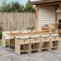 Preview: ARDEBO.de - 9-tlg. Garten-Essgruppe mit Kissen Beige Poly Rattan