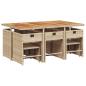 Preview: 11-tlg. Garten-Essgruppe mit Kissen Beige Poly Rattan
