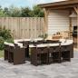 Preview: ARDEBO.de - 11-tlg. Garten-Essgruppe mit Kissen Braun Poly Rattan
