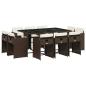 Preview: 11-tlg. Garten-Essgruppe mit Kissen Braun Poly Rattan