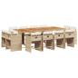 Preview: 13-tlg. Garten-Essgruppe mit Kissen Beige Poly Rattan