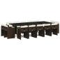 Preview: 15-tlg. Garten-Essgruppe mit Kissen Braun Poly Rattan