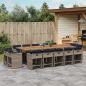 Preview: ARDEBO.de - 15-tlg. Garten-Essgruppe mit Kissen Grau Poly Rattan