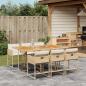 Preview: ARDEBO.de - 7-tlg. Garten-Essgruppe mit Kissen Beige Poly Rattan