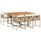 Preview: 7-tlg. Garten-Essgruppe mit Kissen Beige Poly Rattan