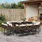 Preview: ARDEBO.de - 11-tlg. Garten-Essgruppe mit Kissen Braun Poly Rattan