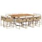 Preview: 11-tlg. Garten-Essgruppe mit Kissen Beige Poly Rattan