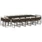 Preview: 15-tlg. Garten-Essgruppe mit Kissen Braun Poly Rattan