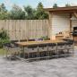 Preview: ARDEBO.de - 15-tlg. Garten-Essgruppe mit Kissen Grau Poly Rattan