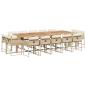 Preview: 15-tlg. Garten-Essgruppe mit Kissen Beige Poly Rattan