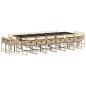 Preview: 17-tlg. Garten-Essgruppe mit Kissen Beige Poly Rattan