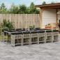 Preview: ARDEBO.de - 13-tlg. Garten-Essgruppe mit Kissen Hellgrau Poly Rattan