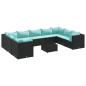 Preview: 10-tlg. Garten-Lounge-Set mit Kissen Schwarz Poly Rattan
