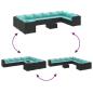 Preview: 10-tlg. Garten-Lounge-Set mit Kissen Schwarz Poly Rattan