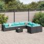 Preview: ARDEBO.de - 10-tlg. Garten-Sofagarnitur mit Kissen Schwarz Poly Rattan