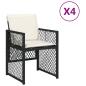 Preview: Gartenstühle mit Kissen 4 Stk. Schwarz Poly Rattan