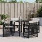 Preview: Gartenstühle mit Kissen 4 Stk. Schwarz Poly Rattan