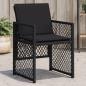 Preview: ARDEBO.de - Gartenstühle mit Kissen 4 Stk. Schwarz Poly Rattan