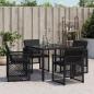Preview: Gartenstühle mit Kissen 4 Stk. Schwarz Poly Rattan