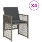 Preview: Gartenstühle mit Kissen 4 Stk. Grau Poly Rattan