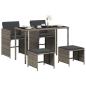 Preview: 5-tlg. Garten-Essgruppe mit Kissen Grau Poly Rattan