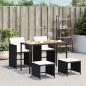 Preview: ARDEBO.de - 5-tlg. Garten-Essgruppe mit Kissen Schwarz Poly Rattan