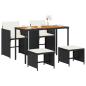 Preview: 5-tlg. Garten-Essgruppe mit Kissen Schwarz Poly Rattan