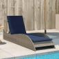 Preview: ARDEBO.de - Sonnenliege mit Auflage Grau 60x205x73 cm Poly Rattan
