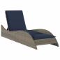 Preview: Sonnenliege mit Auflage Grau 60x205x73 cm Poly Rattan
