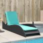 Preview: ARDEBO.de - Sonnenliege mit Kissen Schwarz 60x205x73 cm Poly Rattan