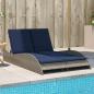 Preview: ARDEBO.de - Sonnenliege mit Kissen Grau 114x205x73 cm Poly Rattan