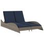 Preview: Sonnenliege mit Kissen Grau 114x205x73 cm Poly Rattan