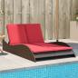 Preview: ARDEBO.de - Sonnenliege mit Kissen Braun 114x205x73 cm Poly Rattan