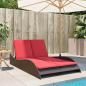 Preview: Sonnenliege mit Kissen Braun 114x205x73 cm Poly Rattan
