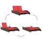 Preview: Sonnenliege mit Kissen Braun 114x205x73 cm Poly Rattan