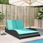 Preview: Sonnenliege mit Kissen Schwarz 114x205x73 cm Poly Rattan