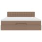 Preview: Ottoman-Bett mit Matratze Cappuccino-Braun 160x200cm Kunstleder