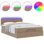 Preview: Ottoman-Bett mit Matratzen & LEDs Cappuccino-Braun 140x200cm