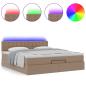 Preview: Ottoman-Bett mit Matratzen & LEDs Cappuccino-Braun 160x200cm