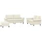 Preview: 3-tlg. Sofagarnitur mit Kissen Creme Samt