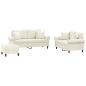 Preview: 3-tlg. Sofagarnitur mit Kissen Creme Samt