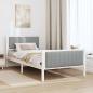 Preview: Bettgestell Weiß und hellgrau 100 x 200 cm Massivholz Kiefer