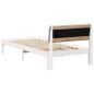 Preview: Bettgestell Weiß und hellgrau 90 x 190 cm Massivholz Kiefer