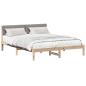 Preview: Bettgestell Braun und Taupe 160 x 200 cm Massivholz Kiefer