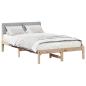 Preview: Bettgestell Braun und hellgrau 120 x 190 cm Massivholz Kiefer