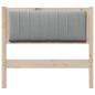 Preview: Gepolstertes Kopfteil Braun 90 cm Massivholz Kiefer und Stoff