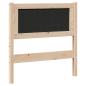 Preview: Gepolstertes Kopfteil Braun 80 cm Massivholz Kiefer und Stoff